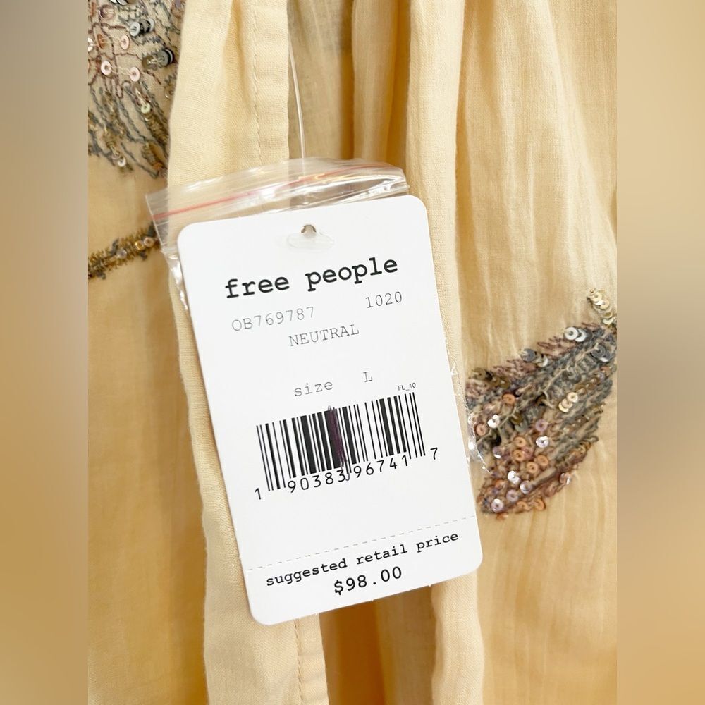 Free People “The garden embroidered crop top” Large. NWT - Picture 8 of 10